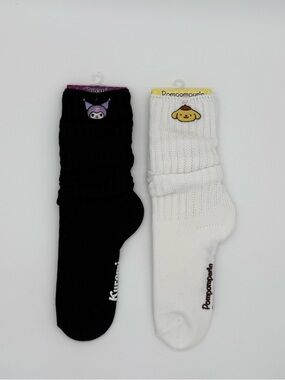 Sanrio Kuromi and Pompompurin Women's Socks Loose Socks White/Black NEW